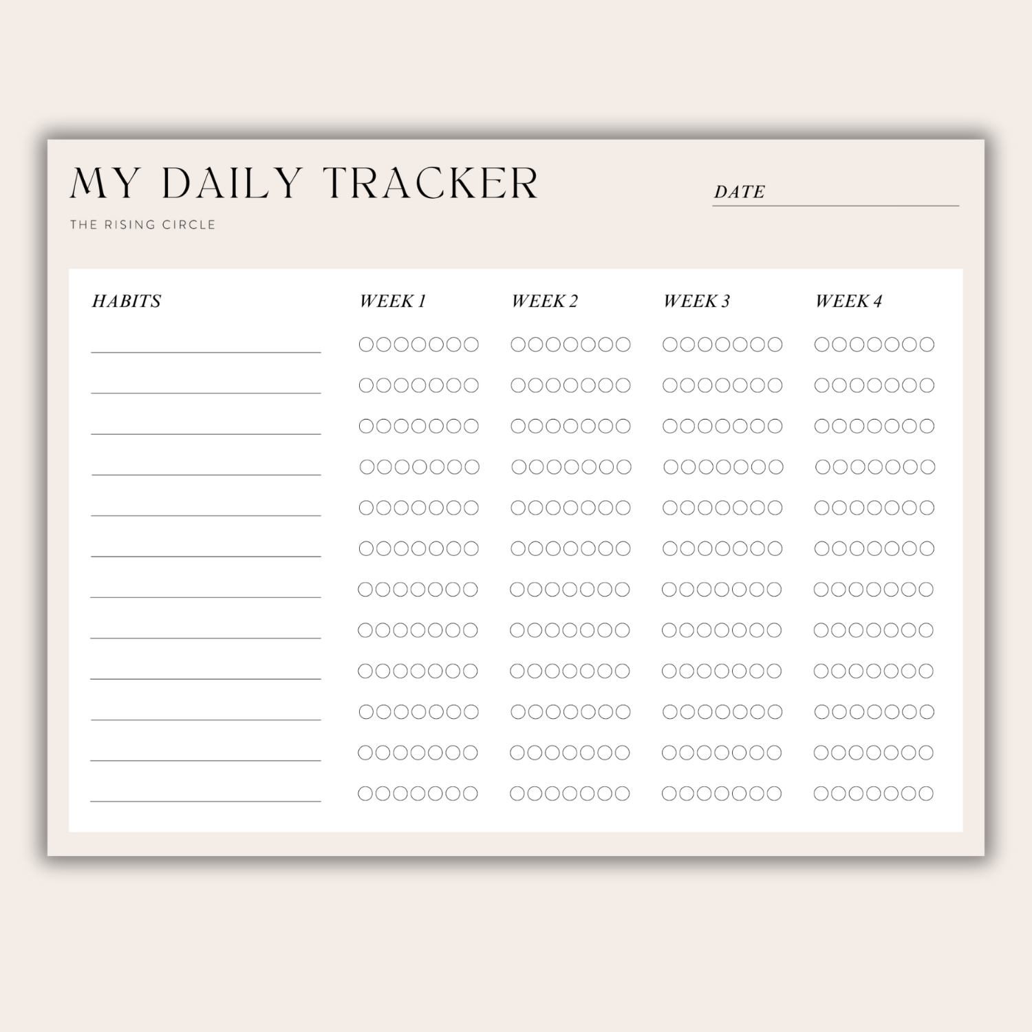 Daily Week Tracker Daily Tracker – The Rising Circle